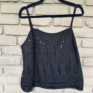 New York & Company Black Sequin Camisole